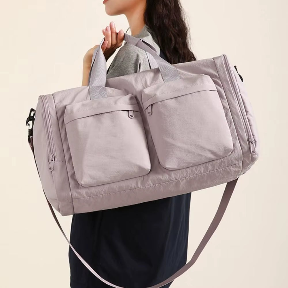 Trendy Folding Travel Duffel Bag Large Capacity Waterproof Sports Fitness Bag Portable Wear Resistant Weekend Handbag Workout