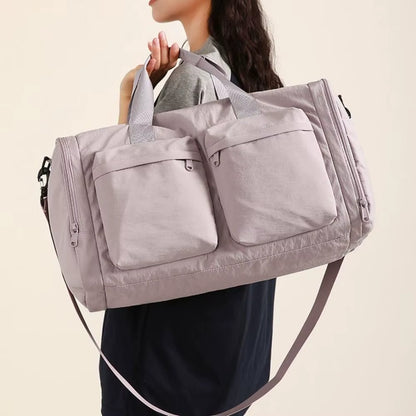 Trendy Folding Travel Duffel Bag Large Capacity Waterproof Sports Fitness Bag Portable Wear Resistant Weekend Handbag Workout