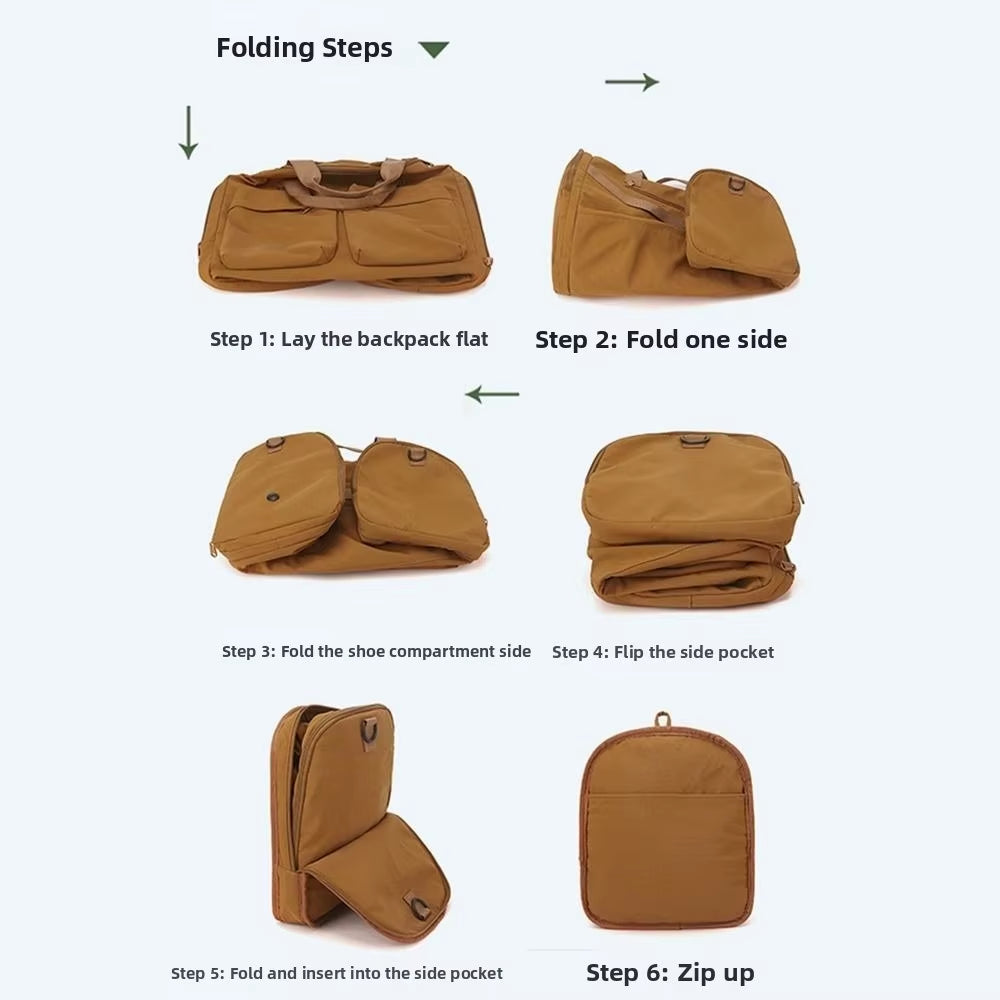 Trendy Folding Travel Duffel Bag Large Capacity Waterproof Sports Fitness Bag Portable Wear Resistant Weekend Handbag Workout