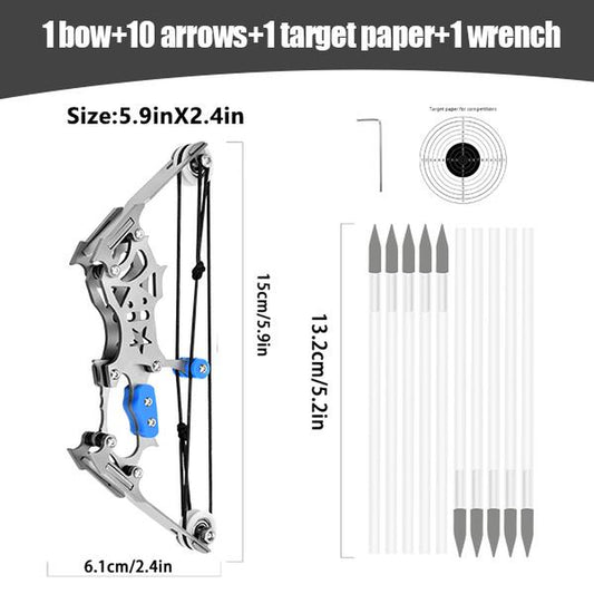 Multi-Size Mini Bow Archery Set with Stainless Steel Bow and Small Arrows, Stainless Steel Mini Bow and Arrow Set - Ideal Beginner Archery Toy for Entertainment & Perfect Gift Idea, Mini Composite Bow Set, Portable Archery Kit for Outdoor Fun &